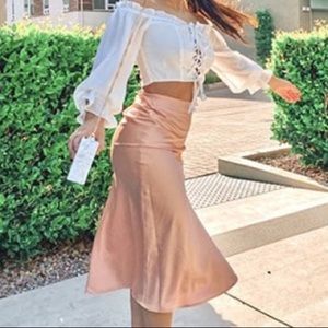 Silk Button Down Skirt Forever21